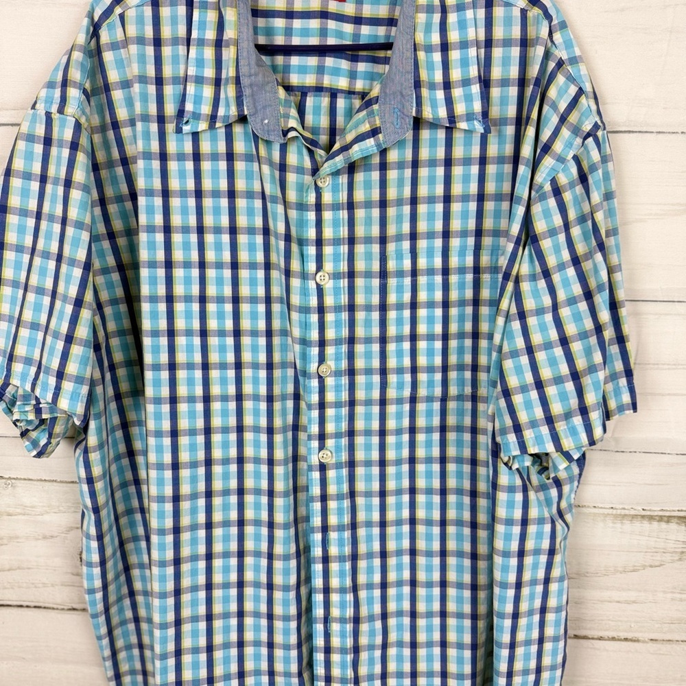 Izod Casual Blue and Green Plaid Shirt